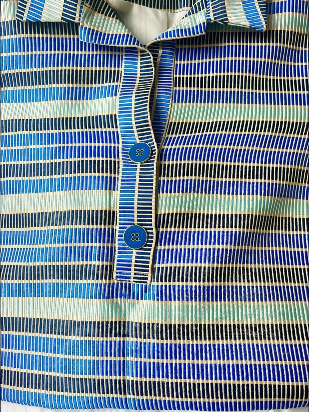 J. McLaughlin Collared Blue Striped Metal Button Dress Size S - Picture 9 of 11